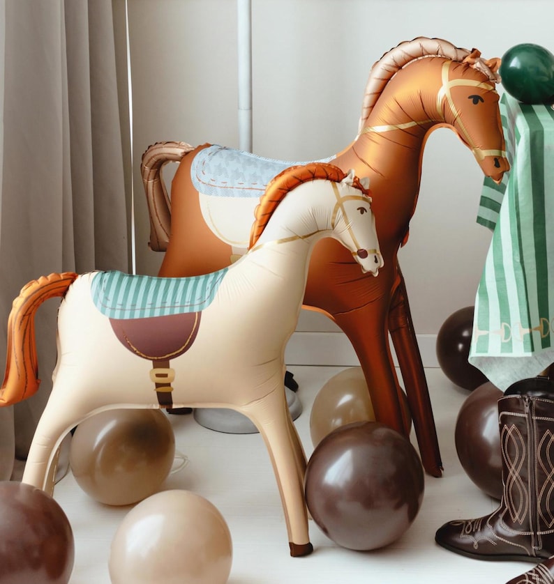 Globo metalizado de caballo de pie – Decoración para fiesta vaquera del oeste imagen 5