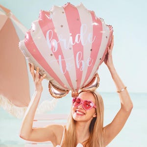Palloncino in lamina rosa a forma di conchiglia per futura sposa: decorazione per addio al nubilato (52 x 50 cm)