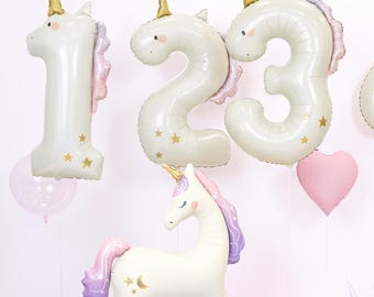 Einhorn Zahlenballon Mädchen Geburtstag Holo Partydeko Partydeko 93cm