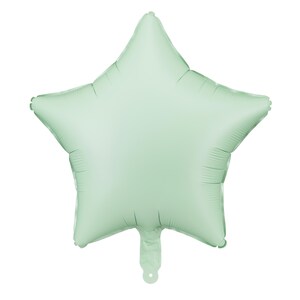 May include: A light green star-shaped foil balloon.