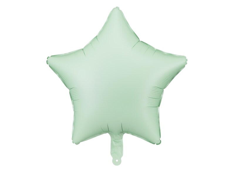 May include: A light green star-shaped foil balloon.