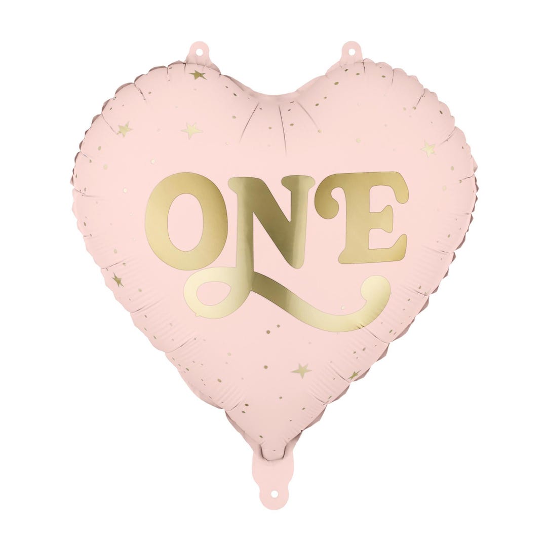 Pink ONE Heart Foil Balloon, First Birthday Girl Decor, Cake Smash ...