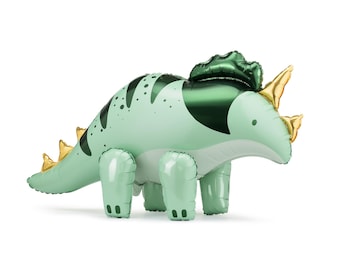 Globo gigante de dinosaurio triceratops: decoración verde para fiesta de dinosaurios
