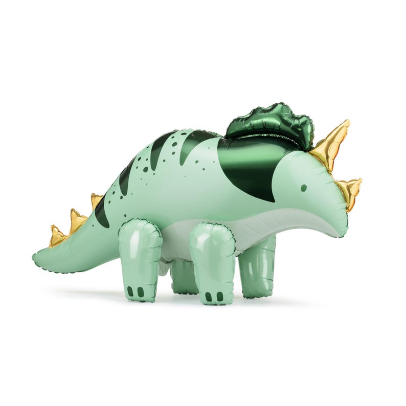Globo gigante de dinosaurio triceratops: decoración verde para fiesta de dinosaurios imagen 1