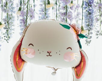 Bunny Foil Balloon, Animal Birthday Party Decor (50x45 cm)