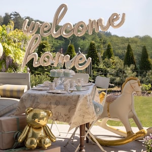 Gold & Cream Large Rocking Horse Foil Balloon – Baby Shower Decor (106 x 86 cm) image 4