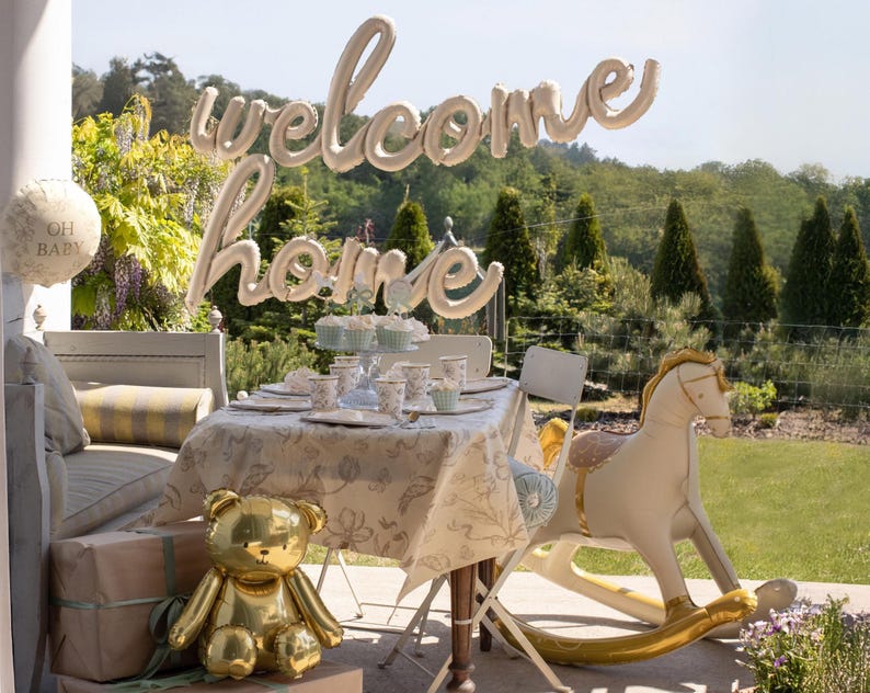 Gold & Cream Large Rocking Horse Foil Balloon – Baby Shower Decor (106 x 86 cm) image 4