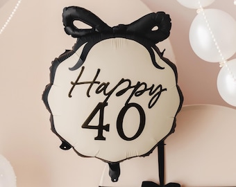 40th Birthday Balloon: Cream & Black Party Decor