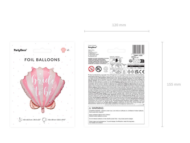 Pink Seashell Bride To Be Foil Balloon: Bridal Shower Decor (52 x 50cm) image 7