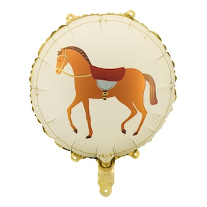 Horse Foil Balloon – Round 14 Inch Pony Mylar Balloon for Equestrian Party, Farm Animal Birthday, Western or Cowboy Theme Kids Party Decor