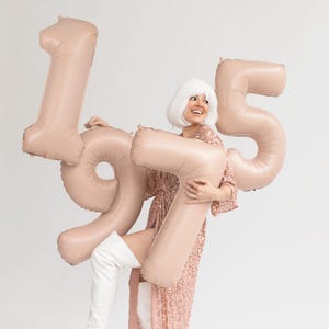 Large Beige Number Balloon (72cm): Gender Neutral Party Decor