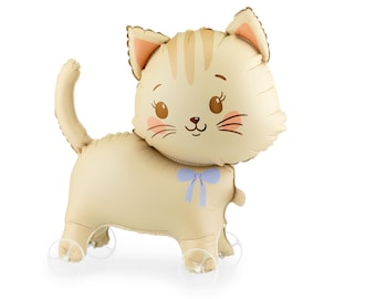 Laufende Katze Ballon auf Rädern, Kätzchen Folienballon 61 cm, Kindergeburtstag Tier Party Deko