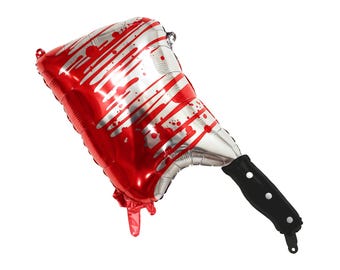 Bloody Cleaver Foil Balloon, 35 Inch Horror Party Decor, Halloween Vampire Decoration