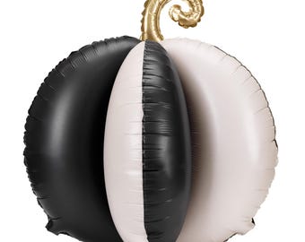 Black and Cream 3D Pumpkin Balloon, Standing Halloween Decor, Elegant Fall Party Decoration