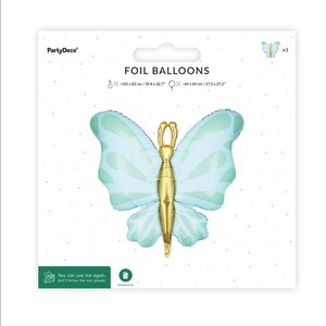 Palloncino a forma di farfalla verde menta da 27,2 pollici, decorazioni per compleanno a tema fate, palloncino per feste stravaganti immagine 8