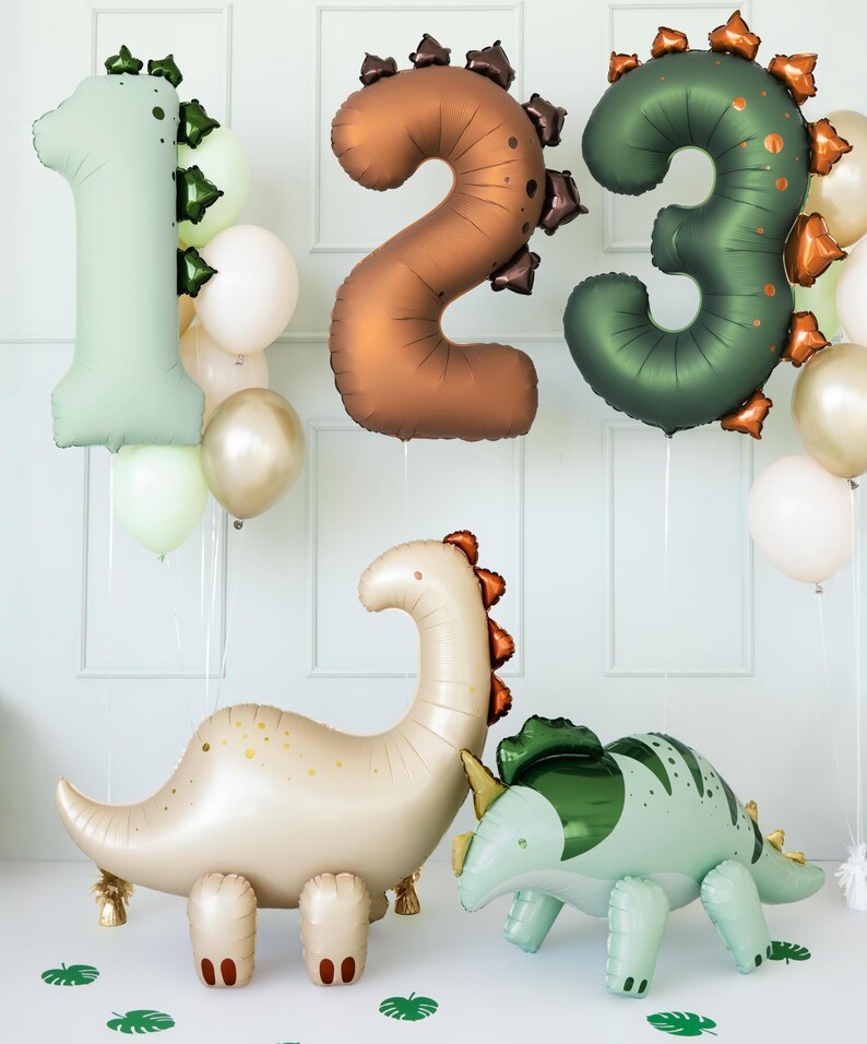 Balão metalizado de Brontossauro em pé, decoração para festa de dinossauros (91 x 85 cm) imagem 4