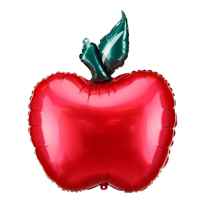Glossy red apple foil balloon with realistic shape for fruit themed and school party decorations
