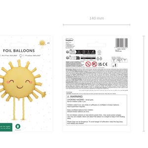 Walking Sun Foil Balloon 77x62 cm – Kids Birthday Party, Summer Decor Yellow Sunshine Balloon image 4