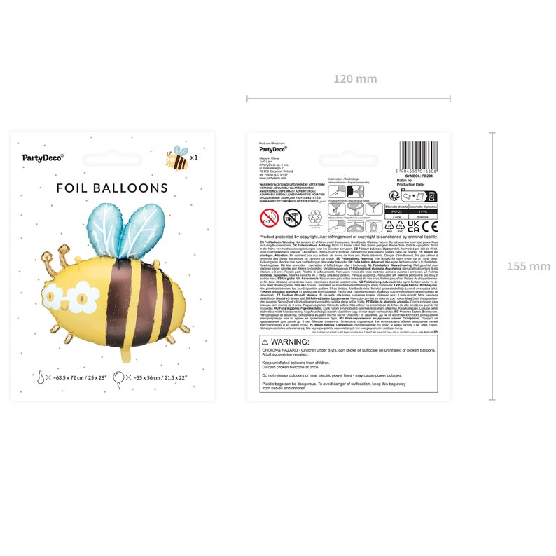 Biene Folienballon - Hummel Thema Babyparty oder Kindergeburtstag Dekoration Bild 7
