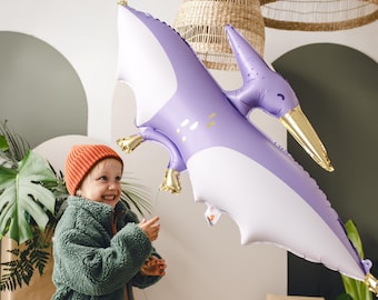 Flying Pterodactyl Foil Balloon: Dino Party Decor (115 x 53 cm)
