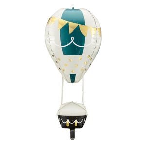 4D hot air balloon foil balloon with stars and bunting – whimsical party decoration for baby shower, birthday or nursery decor