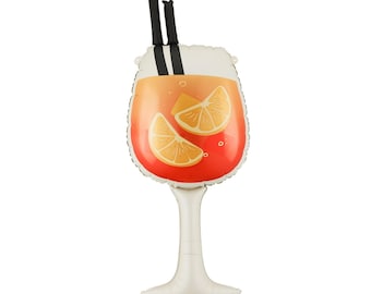 Orange Cocktail Glass Balloon, Tropical Pool Party Decoration, Summer Birthday Decor, Citrus Drink Balloon