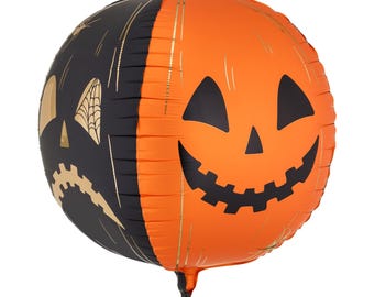 Balão de abóbora de Halloween, balão metalizado de abóbora de Halloween, decoração assustadora para festa, decoração com ar ou hélio.