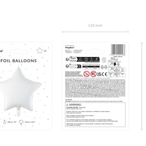 Op de afbeelding: Een witte folie sterballon met een zilveren omtrek. De ballon heeft een diameter van 48 cm of 19 inch. De verpakking bevat instructies en veiligheidswaarschuwingen.  PartyDeco Folie Ballonnen.