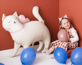 Globo de gatito de lámina mate: 83 x 77 cm. Decoración para fiestas temáticas de gatos.