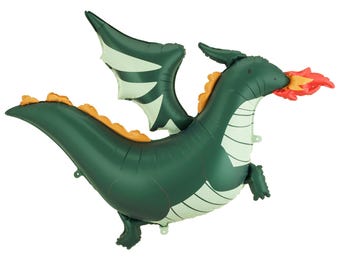 Dragon Foil Balloon 120 x 90 cm, Fantasy Party Decor, Kids Birthday, Medieval Theme