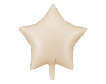 Globo de estrella de papel de aluminio beige, decoración bohemia neutra para bodas, decoraciones minimalistas de estrellas en tonos pastel para cumpleaños.
