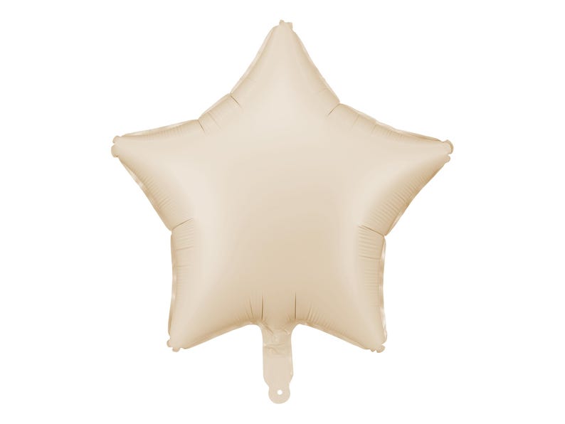 Puede incluir: Un globo de estrella de aluminio beige.