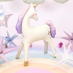 Großer Pastell Einhorn Luftballon für Mädchen: Aufblasbare stehende Party Dekoration Bild 1