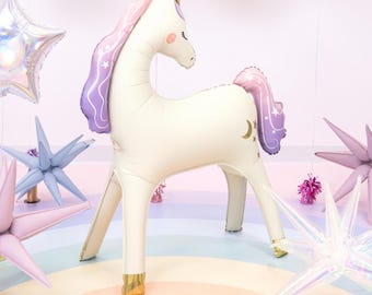 Large Pastel Unicorn Balloon for Girls: Inflatable Standing Party Decoration