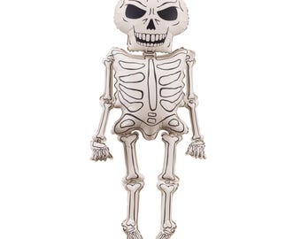 Skeleton Foil Balloon, Spooky Halloween Decor, Gothic Party Prop for Haunted House