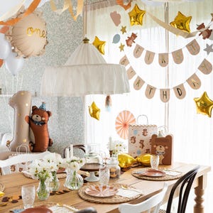Teddy Bear Number One Foil Balloon 81x72 cm, First Baby Birthday Party Decor image 6