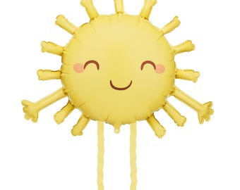 Walking Sun Foil Balloon 77x62 cm – Kids Birthday Party, Summer Decor Yellow Sunshine Balloon