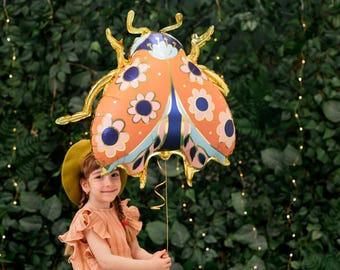 Large Ladybug Foil Balloon: Spring Party Decoration (24 x 27.5")