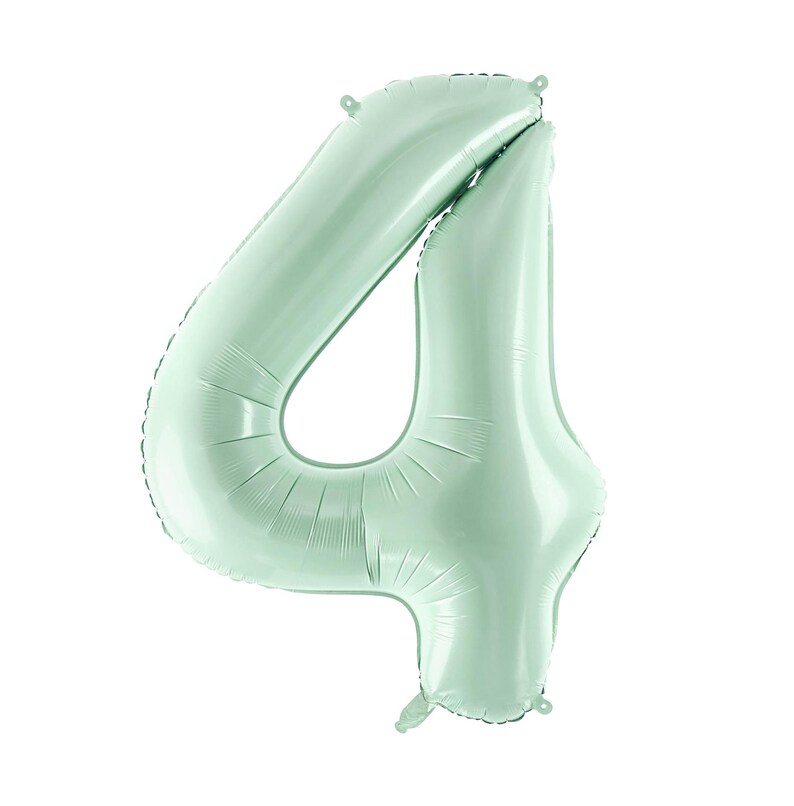 Pu&ograve; includere: Un palloncino di numero quattro grande, di colore verde chiaro, in lamina.