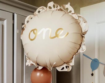 Palloncino in foil color crema "One": decorazione per la festa del primo compleanno (51,5 cm)