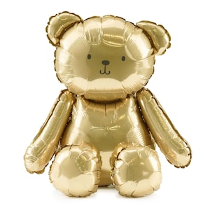 Gold Teddy Bear Foil Balloon 38 x 42 cm – Cute Bear Shaped Helium Balloon for Baby Shower, Birthday or Kids Teddy Party Decor