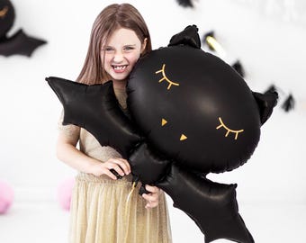Zwarte Halloween-vleermuisfolieballon, feestdecoratie 80 x 52 cm