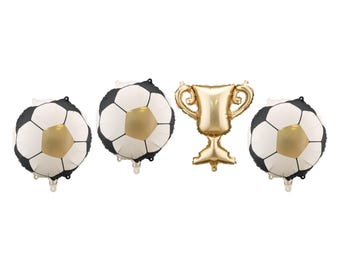 Soccer Ball & Trophy Balloon Set, Soccer Party Decorations, Champion Celebration, Football Birthday Decor