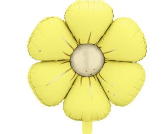 Set of 4 Flower Foil Balloons, Pastel Daisy Party Decor, Baby Shower Birthday Decor