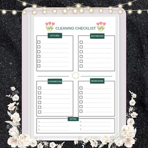 Printable Weekly Planner: Cleaning Checklist, Grocery List (PDF Download)