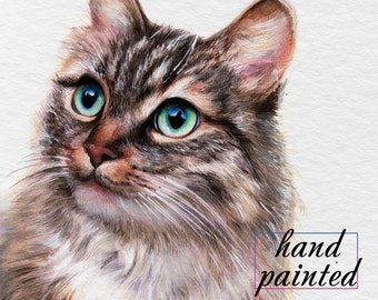 Katzenportrait vom Foto, Katze Aquarell, handgemaltes Portrait, individuelles Portrait, Haustierportrait, verschiedene Rahmenoptionen