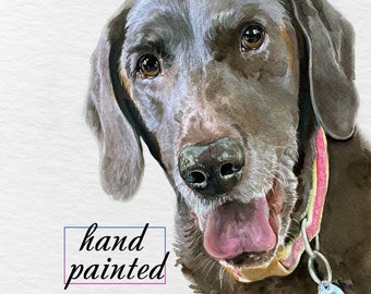 Handmade Watercolor Pet Portrait, Custom Dog Memorial Painting