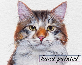 Custom Cat Portrait: Hand-Painted Watercolor Memorial Gift