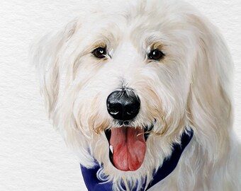 カスタム水彩画ペット肖像画、手描きの犬の記念碑