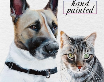 Custom Pet Portrait, Hand-Painted Watercolor Painting, Family Keepsake